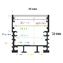 Surface-mounted LED profile with hanging option, 30 mm x 30 mm