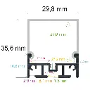 Perfil LED de superficie con opción colgante de 29,8 mm x 35,6 mm