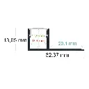 Perfil LED para empotrar en una obra de 32,37 mm x 13,65 mm