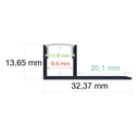 Profilé LED à encastrer dans la maçonnerie (32,37 mm x 13,65 mm)