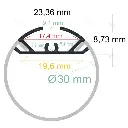 Perfil LED cilíndrico de ø 30 mm