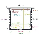 Perfil LED empotrable en techos o paredes de 44,1 mm x 35 mm