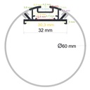 Perfil LED cilíndrico de ø 60 mm