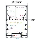 Hanging LED profile with bidirectional lighting, 50.18 mm x 75 mm