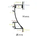 Perfil LED para paredes y rodapiés de 75 mm x 25 mm