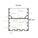 Hanging LED profile, 70 mm x 80 mm
