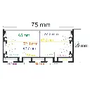 Perfil LED colgante de 75 mm x 35 mm