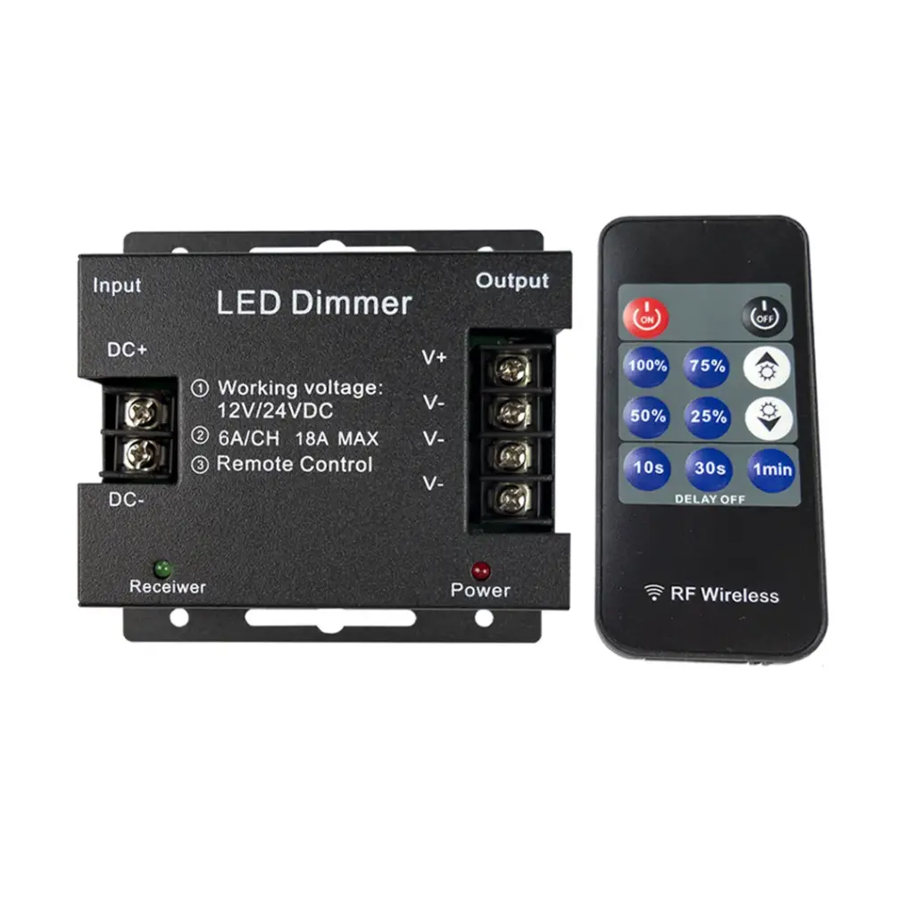 Regulador de tiras LED monocolor con mando DC5V / DC12V: 216W / DC24V: 432W