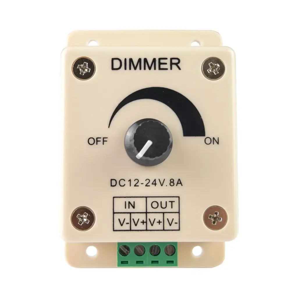 Regulador de tira LED monocolor, DC12V: 96W / DC24V: 144W, 8A