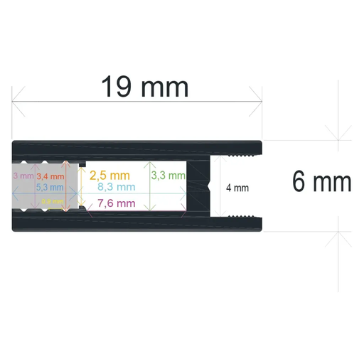 [160619] Profilé LED extra-fin en surface (6 mm x 19 mm)