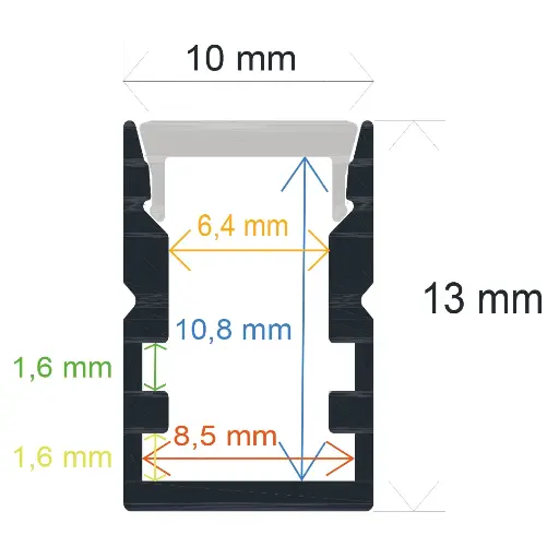 [161013] Oberflächenmontiertes LED-Profil (10 mm x 13 mm)