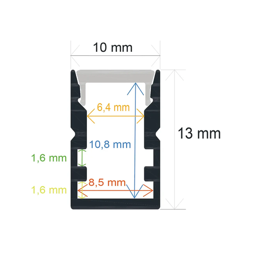 [161013] Profilé LED en surface (10 mm x 13 mm)