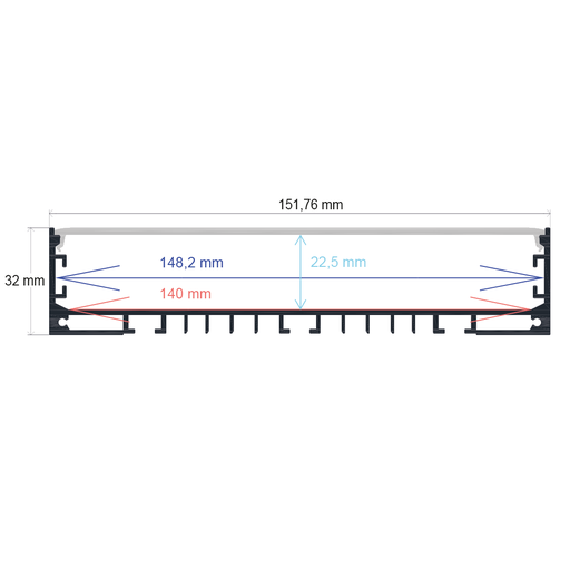 [1615032] Surface-mounted LED profile with pendant option, 151.76 mm x 32 mm