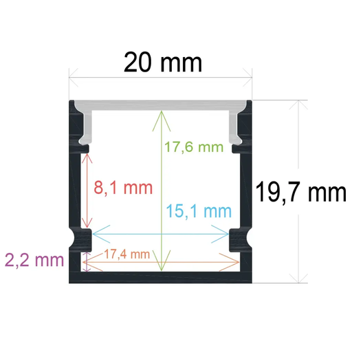 [162020] Profilé LED en surface (20 mm x 19,7 mm)