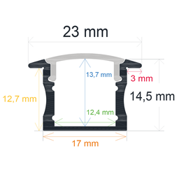 [162314] Perfil LED de empotrar de 23 mm x 14,5 mm