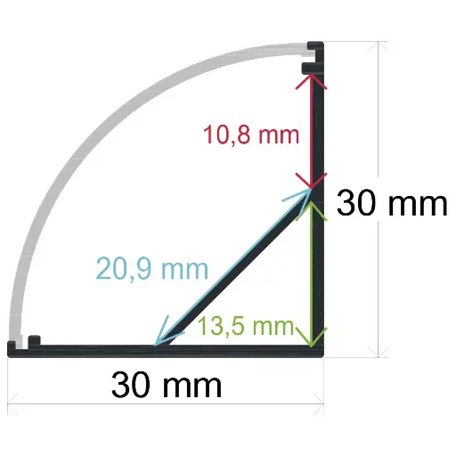 [163030] Profilo angolare a LED con diffusore curvo 30 mm x 30 mm