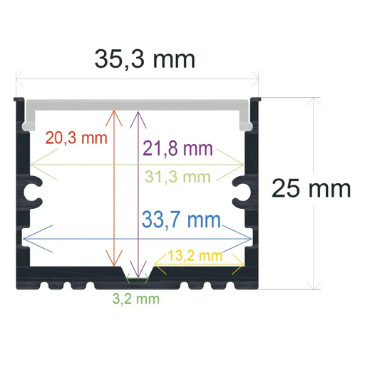 [163525] Profilo LED da superficie (35,3 mm x 25 mm)