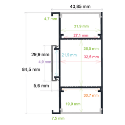 [164084] Perfil LED de pared con iluminación bidireccional de 40,85 mm x 84,5 mm
