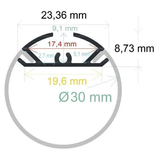 [16430] Cylindrical LED profile of ø 30 mm