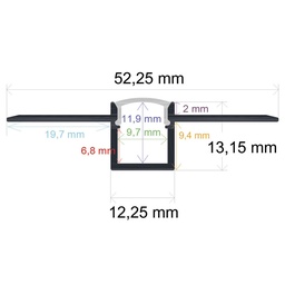 [165213] Perfil LED para empotrar en una obra de 52,25 mm x 13,15 mm