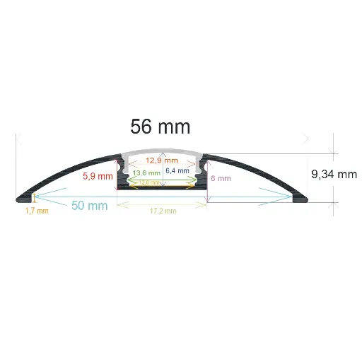 [165611] Surface LED profile, 56 mm x 9.34 mm