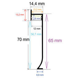 [167014] LED profile for 70 mm x 14.4 mm skirting boards