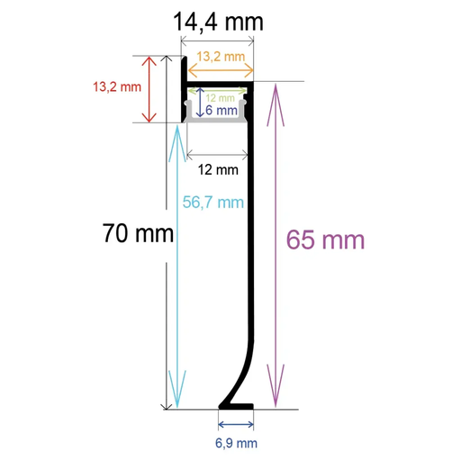 [167014] Profilo LED per battiscopa 70 mm x 14,4 mm
