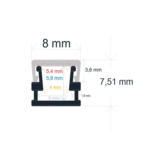 [1688] Perfil LED extrafino de superficie de 8 mm x 7,51 mm