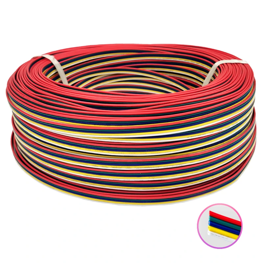 [241255] 5-wire cable for LED strips with 6 colors, available in 100-meter rolls.