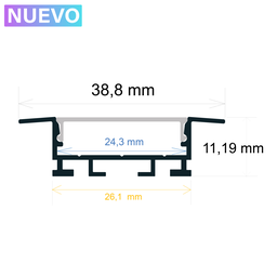 [163912] Perfil LED para empotrar de 38 mm x 11 mm