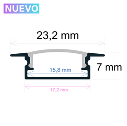 [162407] Perfil LED de empotrar de 23,2 mm x 7 mm