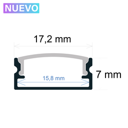 [161707] Perfil LED de superficie de 17.2 mm x 7 mm