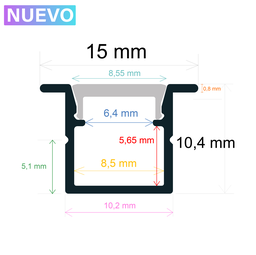 [161510] Perfil LED para empotrar 15 mm x 10,4 mm