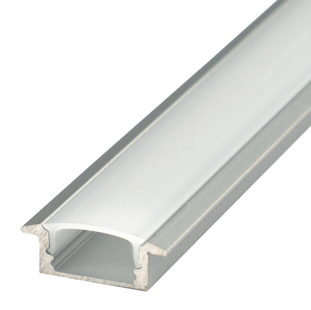 Perfil aluminio Maxi tira LED empotrable 2 m - Difusor plano Milky cover