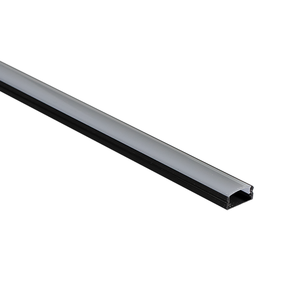 Perfil LED de superficie de 17.2 mm x 7 mm lacado en negro