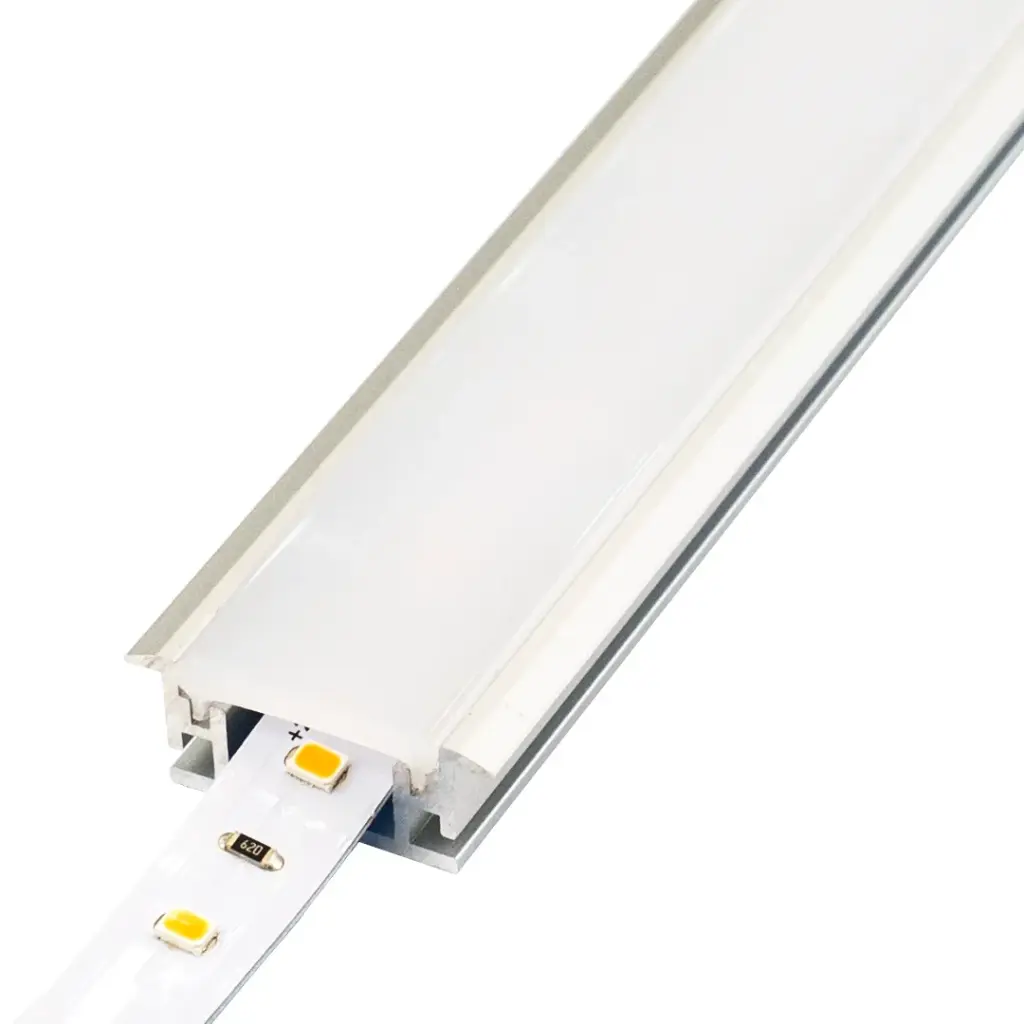 Perfil LED empotrable en el suelo de exteriores de 27,2 mm x 11 mm