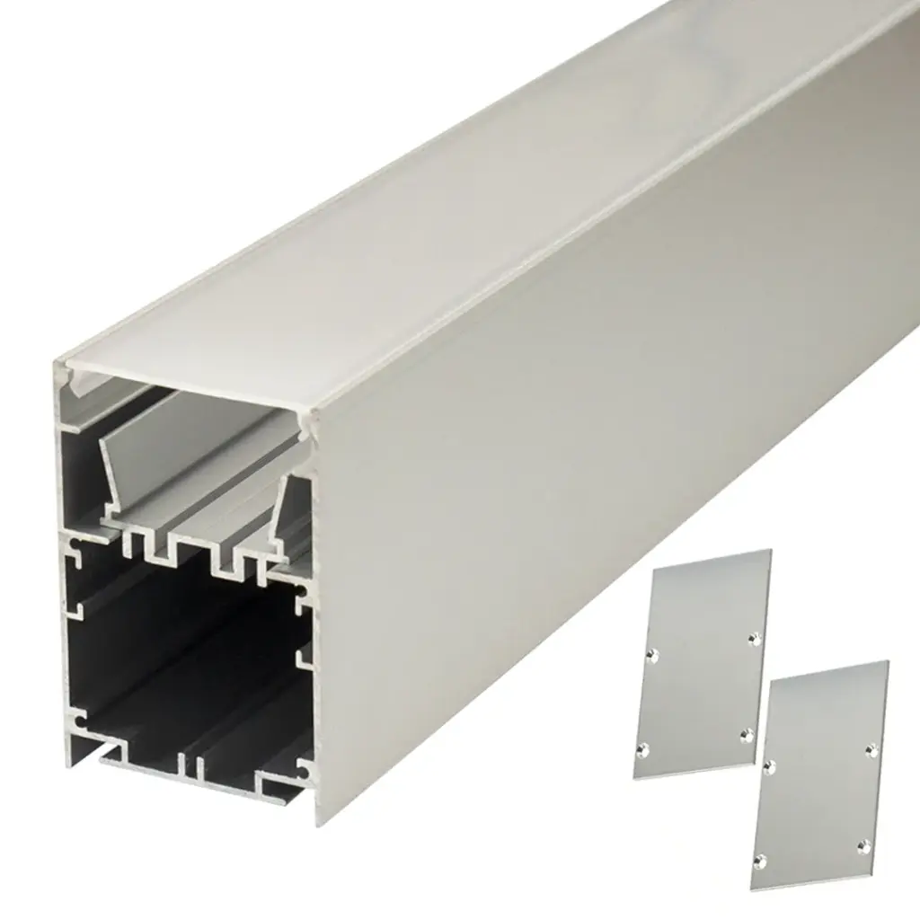 Perfil LED de superficie con opción colgante de 50 mm x 75 mm