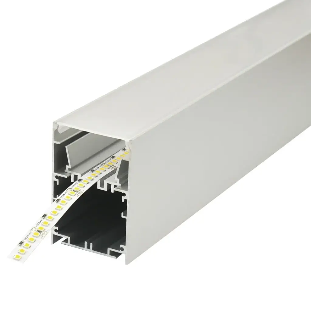 Perfil LED de superficie con opción colgante de 50 mm x 75 mm