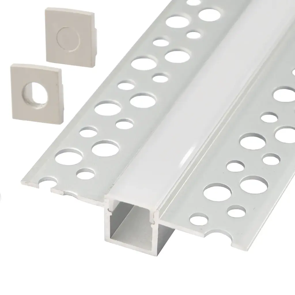 Perfil LED para empotrar en una obra de 52,25 mm x 13,15 mm