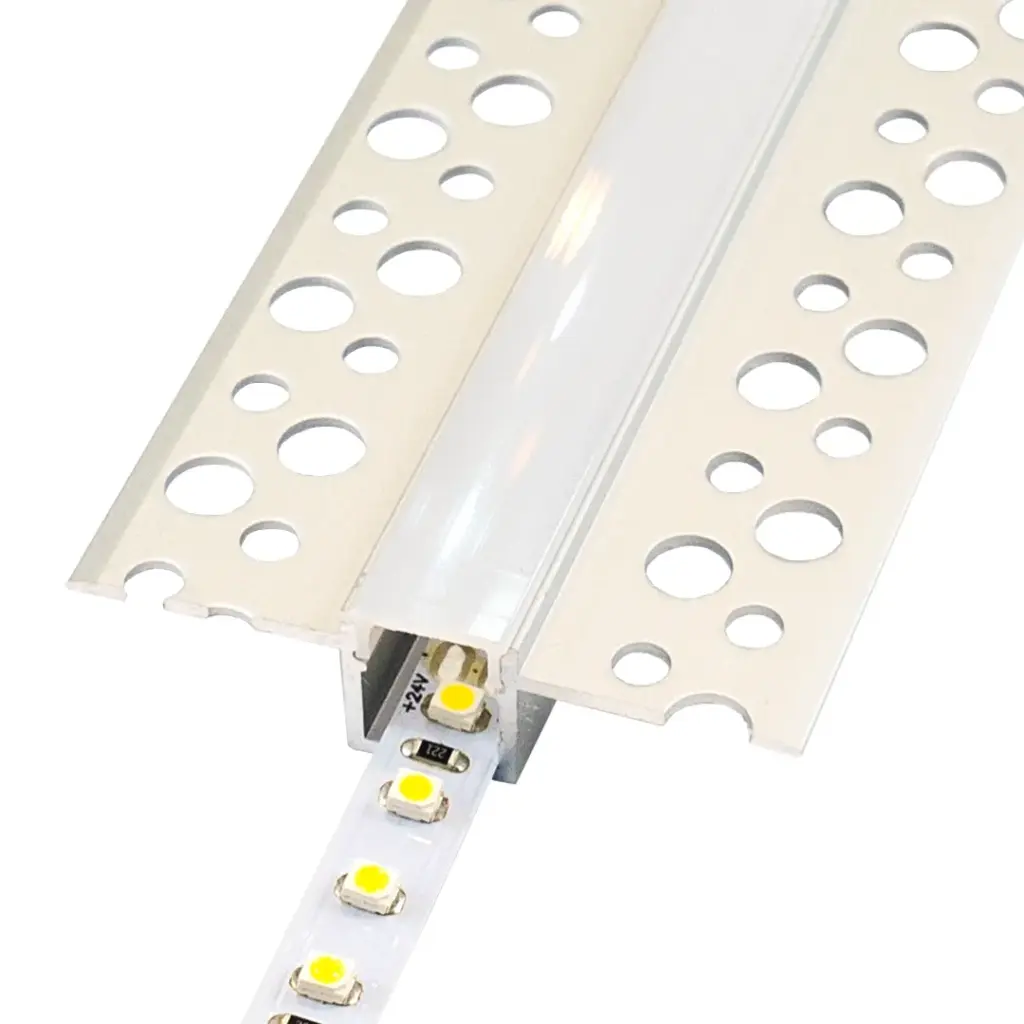 Perfil LED para empotrar en una obra de 52,25 mm x 13,15 mm