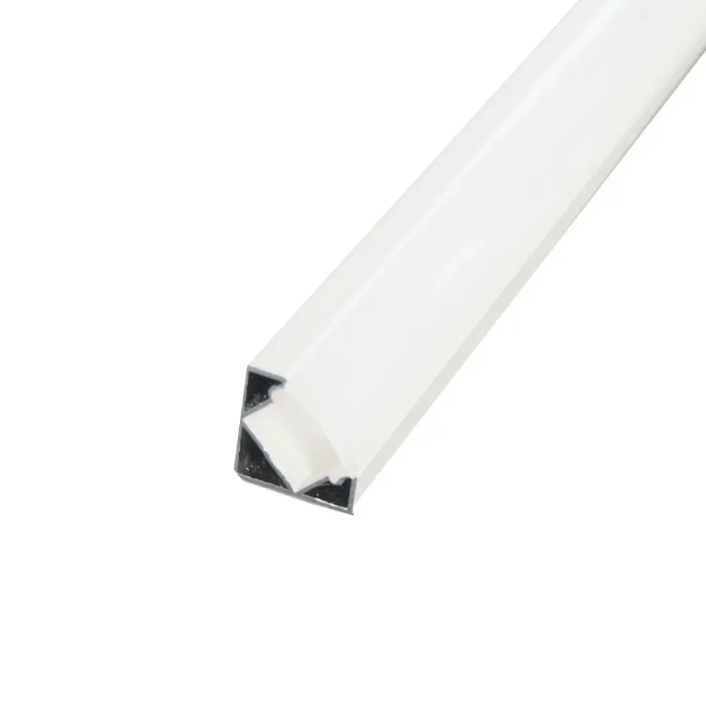 Perfil LED de esquina reforzado y con embellecedores de 25,21 mm x 16,91 mm blanco