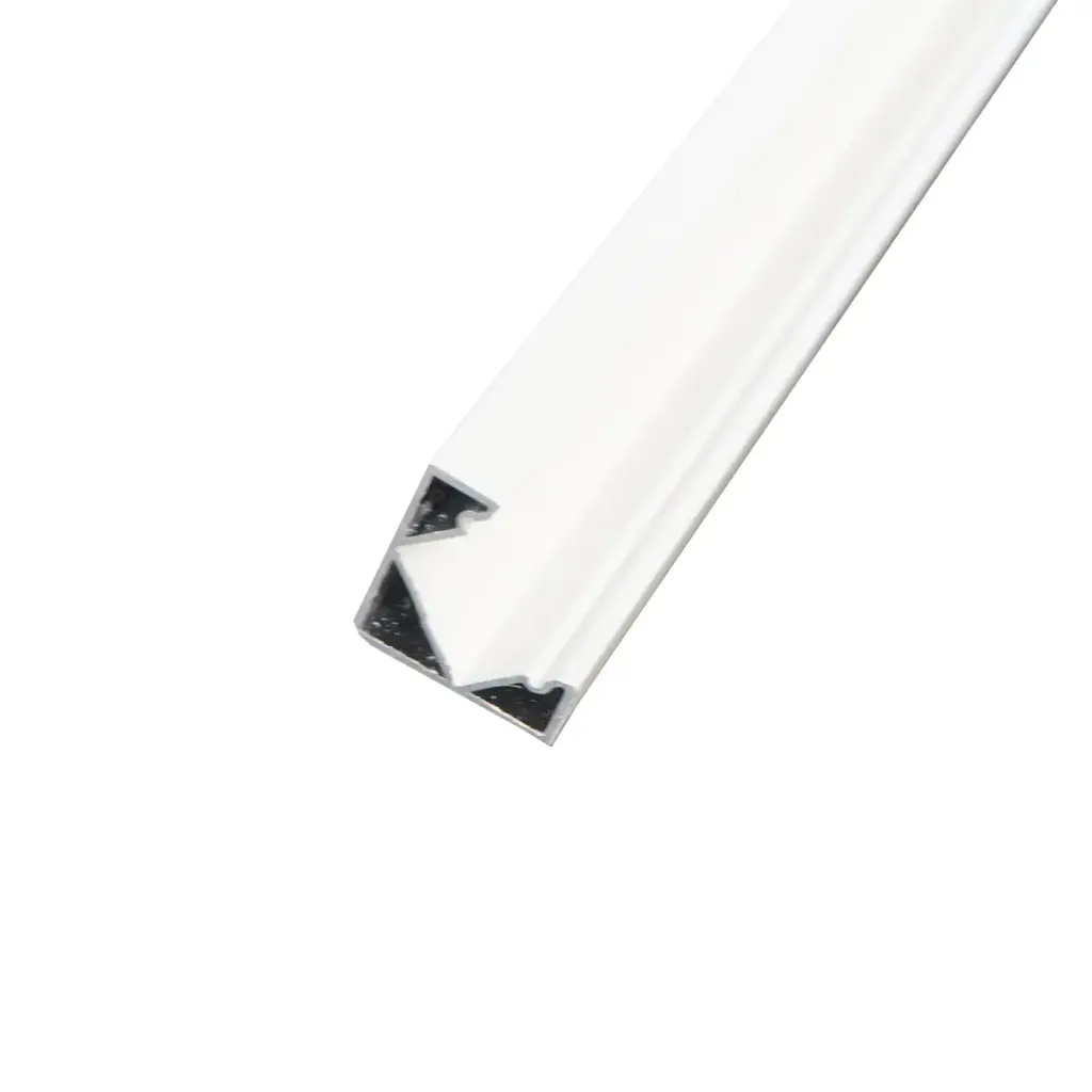 Perfil LED de esquina reforzado y con embellecedores de 25,21 mm x 16,91 mm blanco
