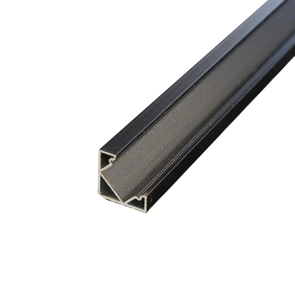 Perfil LED de esquina reforzado y con embellecedores de 25,21 mm x 16,91 mm negro