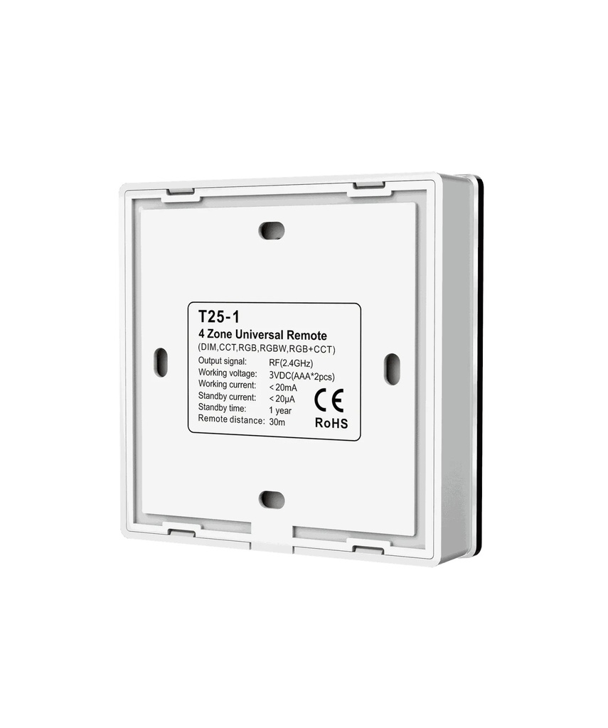 Mando empotrable universal (5 en 1) inalámbrico 4 zonas. MUPB4