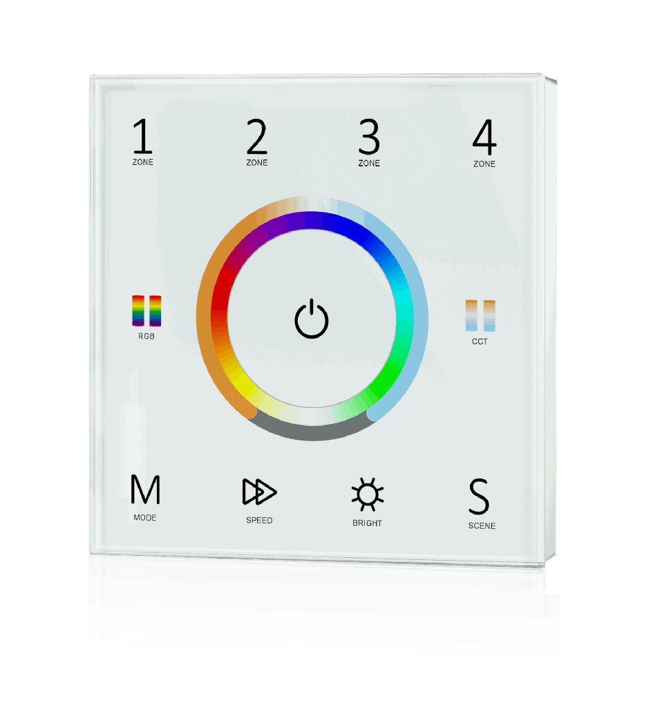Mando empotrable universal (5 en 1) inalámbrico 4 zonas. MUPB4