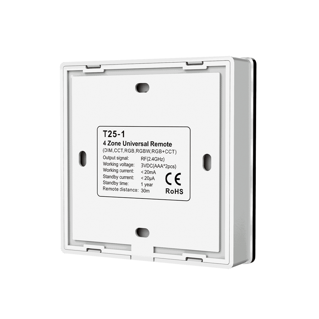 Mando empotrable universal (5 en 1) inalámbrico 4 zonas. MUPN4