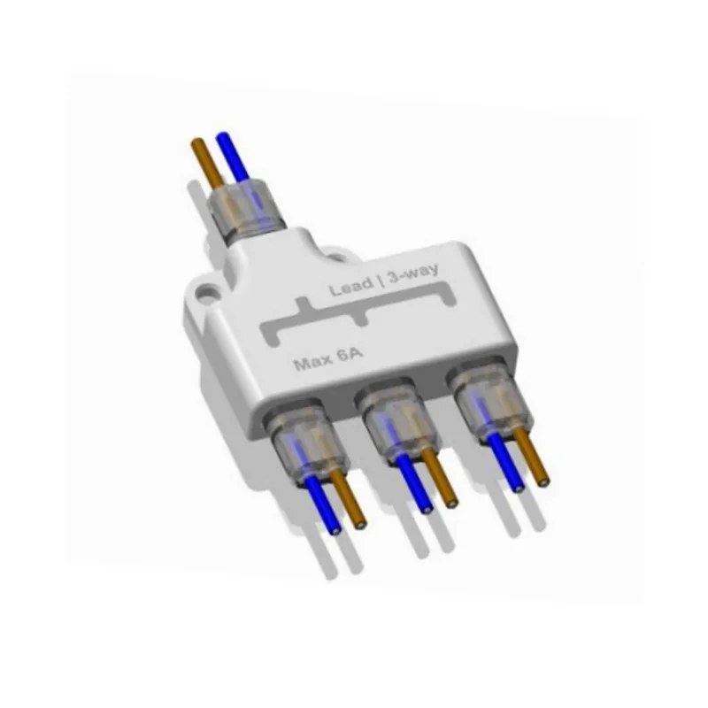 ﻿Conector de 3 entradas para tiras LED de dos hilos﻿