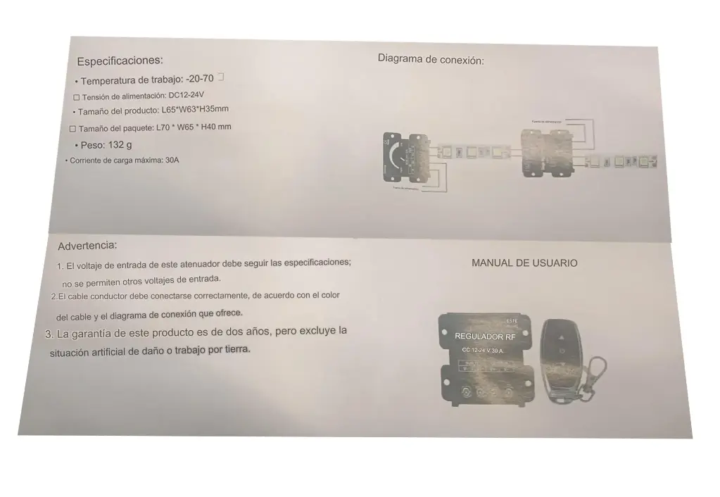 Regulador de tira LED monocolor DC12V: 360W / DC24V: 720W