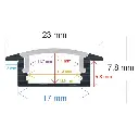 Perfil LED empotrable de 23 mm x 7,8 mm negro