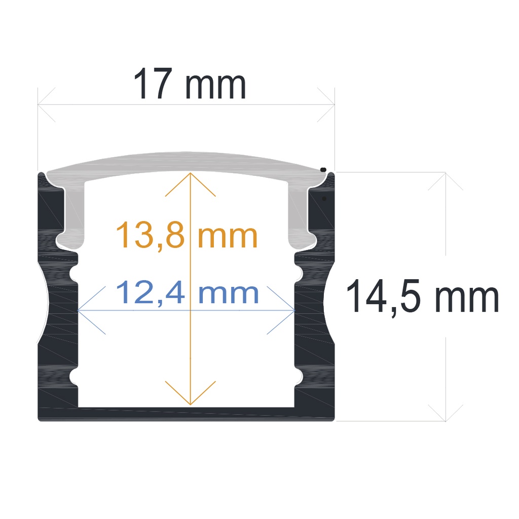 Perfil LED de superficie de 17 mm x 14,5 mm blanco